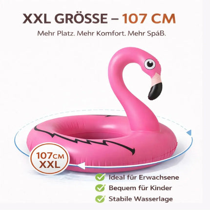 Flamingo Schwimmring aufblasbar Ø 110 cm – Schwimmreifen für Pool, See, Strand & Wasser (Flamingo)