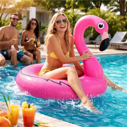 Flamingo Schwimmring aufblasbar Ø 110 cm – Schwimmreifen für Pool, See, Strand & Wasser (Flamingo)