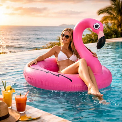 Flamingo Schwimmring aufblasbar Ø 110 cm – Schwimmreifen für Pool, See, Strand & Wasser (Flamingo)