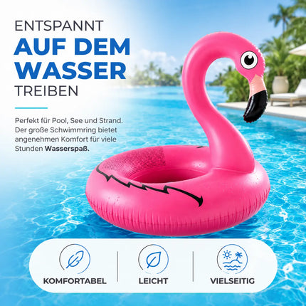 Flamingo Schwimmring aufblasbar Ø 110 cm – Schwimmreifen für Pool, See, Strand & Wasser (Flamingo)