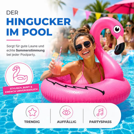 Flamingo Schwimmring aufblasbar Ø 110 cm – Schwimmreifen für Pool, See, Strand & Wasser (Flamingo)