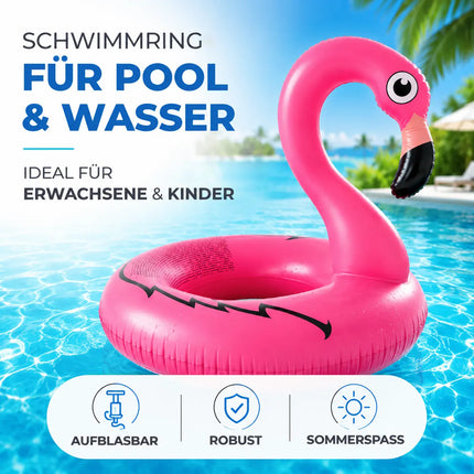 Flamingo Schwimmring aufblasbar Ø 110 cm – Schwimmreifen für Pool, See, Strand & Wasser (Flamingo)