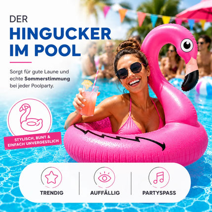 Flamingo Schwimmring aufblasbar Ø 110 cm – Schwimmreifen für Pool, See, Strand & Wasser (Flamingo)