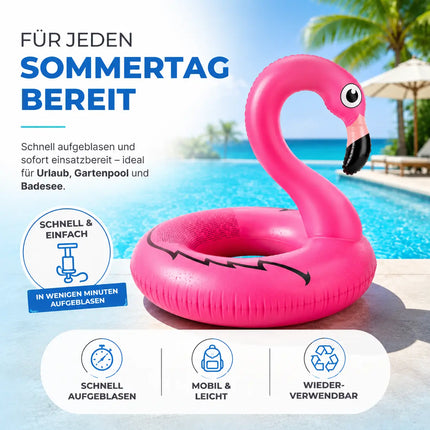 Flamingo Schwimmring aufblasbar Ø 110 cm – Schwimmreifen für Pool, See, Strand & Wasser (Flamingo)