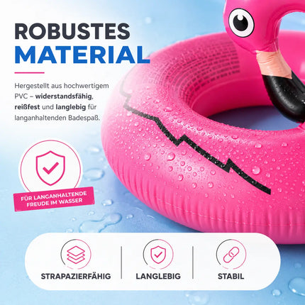 Flamingo Schwimmring aufblasbar Ø 110 cm – Schwimmreifen für Pool, See, Strand & Wasser (Flamingo)