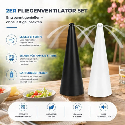 Fliegenventilator – Fliegen- und Wespenabwehr mit Fliegenwedler für Tisch & Terrasse – Detailansicht 7