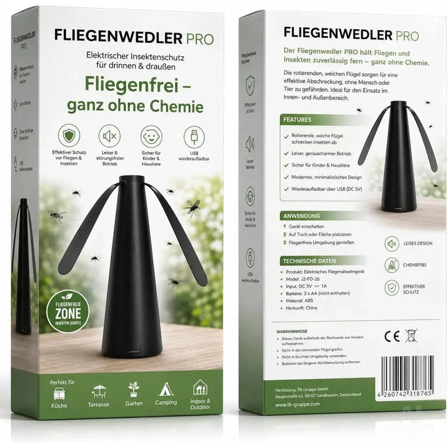 Fliegenventilator – Fliegen- und Wespenabwehr mit Fliegenwedler für Tisch & Terrasse