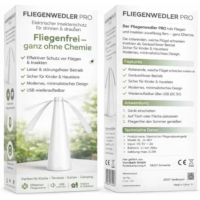 Fliegenventilator – Fliegen- und Wespenabwehr mit Fliegenwedler für Tisch & Terrasse