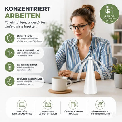 Fliegenventilator – Fliegen- und Wespenabwehr mit Fliegenwedler für Tisch & Terrasse – Detailansicht 3