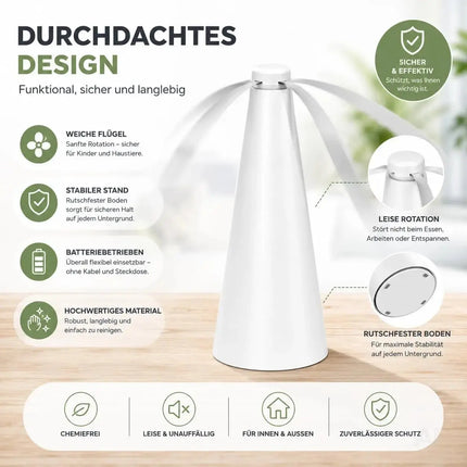 Fliegenventilator – Fliegen- und Wespenabwehr mit Fliegenwedler für Tisch & Terrasse – Detailansicht 4