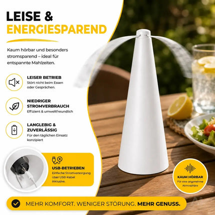 Fliegenventilator – Fliegenwedler & Wespenventilator für Tisch, Garten und Terrasse – Schutz – Detailansicht 4