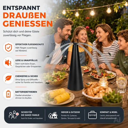 Fliegenventilator – Fliegenwedler, Fliegenvertreiber & Wespenventilator für Tisch, Terrasse – Detailansicht 4