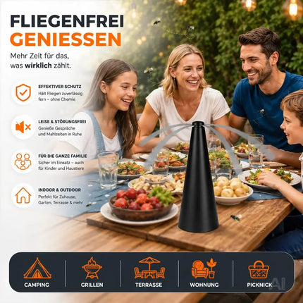 Fliegenventilator – Fliegenwedler, Fliegenvertreiber & Wespenventilator für Tisch, Terrasse – Detailansicht 6