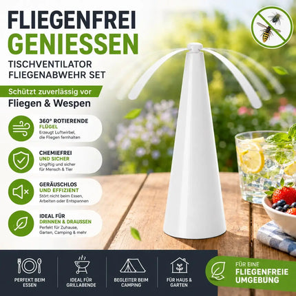 Fliegenventilator – Fliegenwedler, Fliegenvertreiber & Wespenventilator für Tisch, Terrasse – Detailansicht 7
