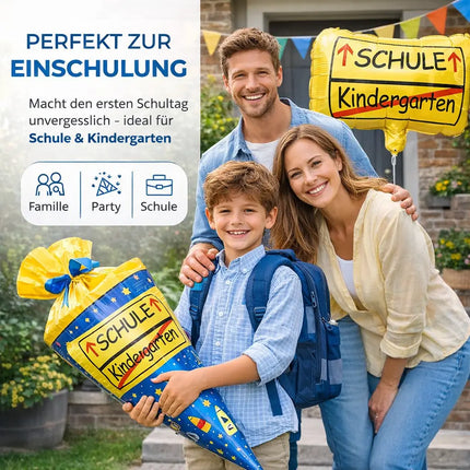Folienballon Ortsschild Deko zur Einschulung – Luftballon für Schule & Kindergarten, Schulanfang Dekoration