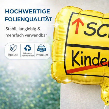 Folienballon Ortsschild Deko zur Einschulung – Luftballon für Schule & Kindergarten, Schulanfang Dekoration