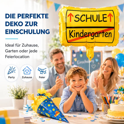 Folienballon Ortsschild Deko zur Einschulung – Luftballon für Schule & Kindergarten, Schulanfang Dekoration