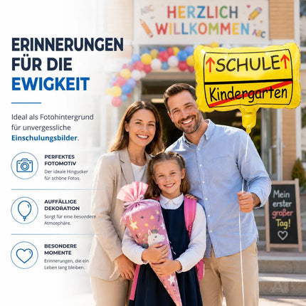 Folienballon Ortsschild Deko zur Einschulung – Luftballon für Schule & Kindergarten, Schulanfang Dekoration