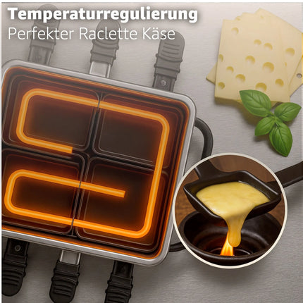 Fondue & Raclette -Set für 8 Personen - Tischgrill inkl. Pfännchen & Schaber
