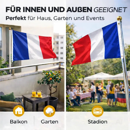 Frankreich Flagge 90x150 cm – WM 2026 Weltmeisterschaft Fahne Fanartikel aus strapazierfähigem Polyester mit Metallösen
