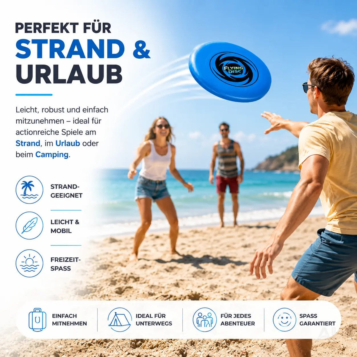 Frisbee Wurfscheibe für Kinder & Erwachsene – Wurfring als Garten-, Strand- & Outdoor-Spielzeug – Detailansicht 3