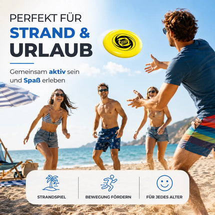 Frisbee Wurfscheibe für Kinder & Erwachsene – Wurfring als Garten-, Strand- & Outdoor-Spielzeug (Gelb)