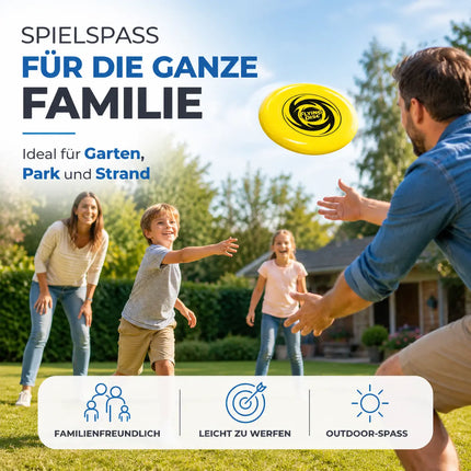 Frisbee Wurfscheibe für Kinder & Erwachsene – Wurfring als Garten-, Strand- & Outdoor-Spielzeug (Gelb)