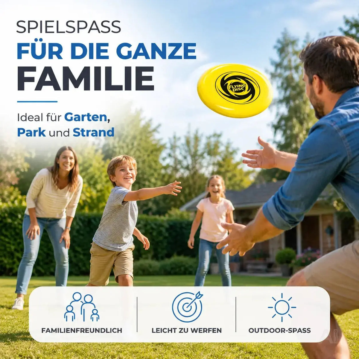 Frisbee Wurfscheibe für Kinder & Erwachsene – Wurfring als Garten-, Strand- & Outdoor-Spielzeug – Detailansicht 2