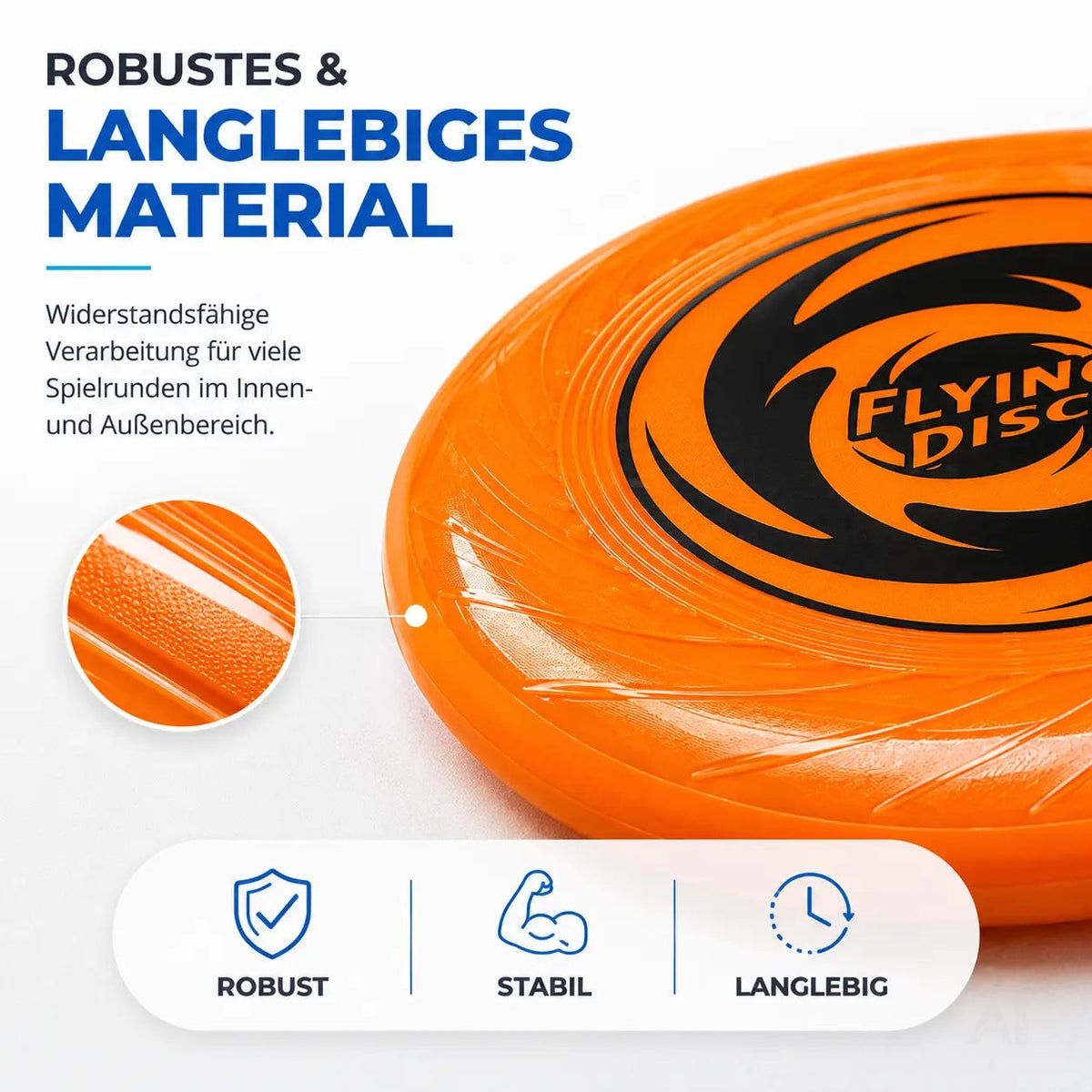 Frisbee Wurfscheibe für Kinder & Erwachsene – Wurfring als Garten-, Strand- & Outdoor-Spielzeug – Detailansicht 2