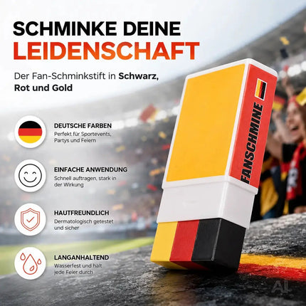 Fußball Fan Schminkstift Deutschland – Schminkfarben Rot Schwarz Gelb zur WM 2026 für Damen – Detailansicht 2