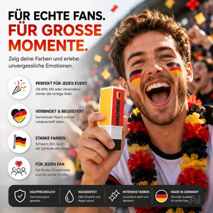 Fußball Fan Schminkstift Deutschland – Schminkfarben Rot Schwarz Gelb zur WM 2026 für Damen – Detailansicht 5