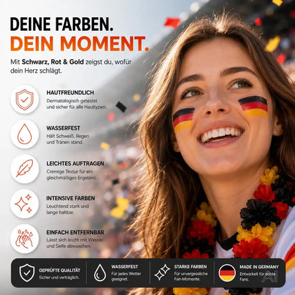 Fußball Fan Schminkstift Deutschland – Schminkfarben Rot Schwarz Gelb zur WM 2026 für Damen – Detailansicht 6