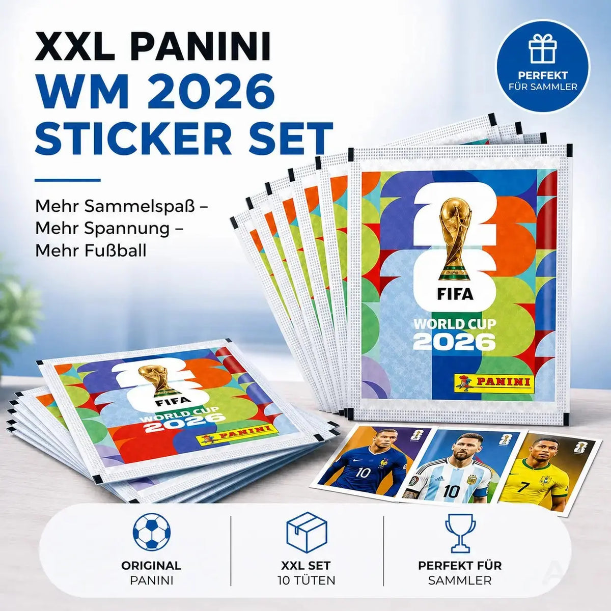 Fußball WM 2026 Sammelsticker Set mit Panini Stickern – inkl. WM Spielplan für Sammler & Fans – Detailansicht 2