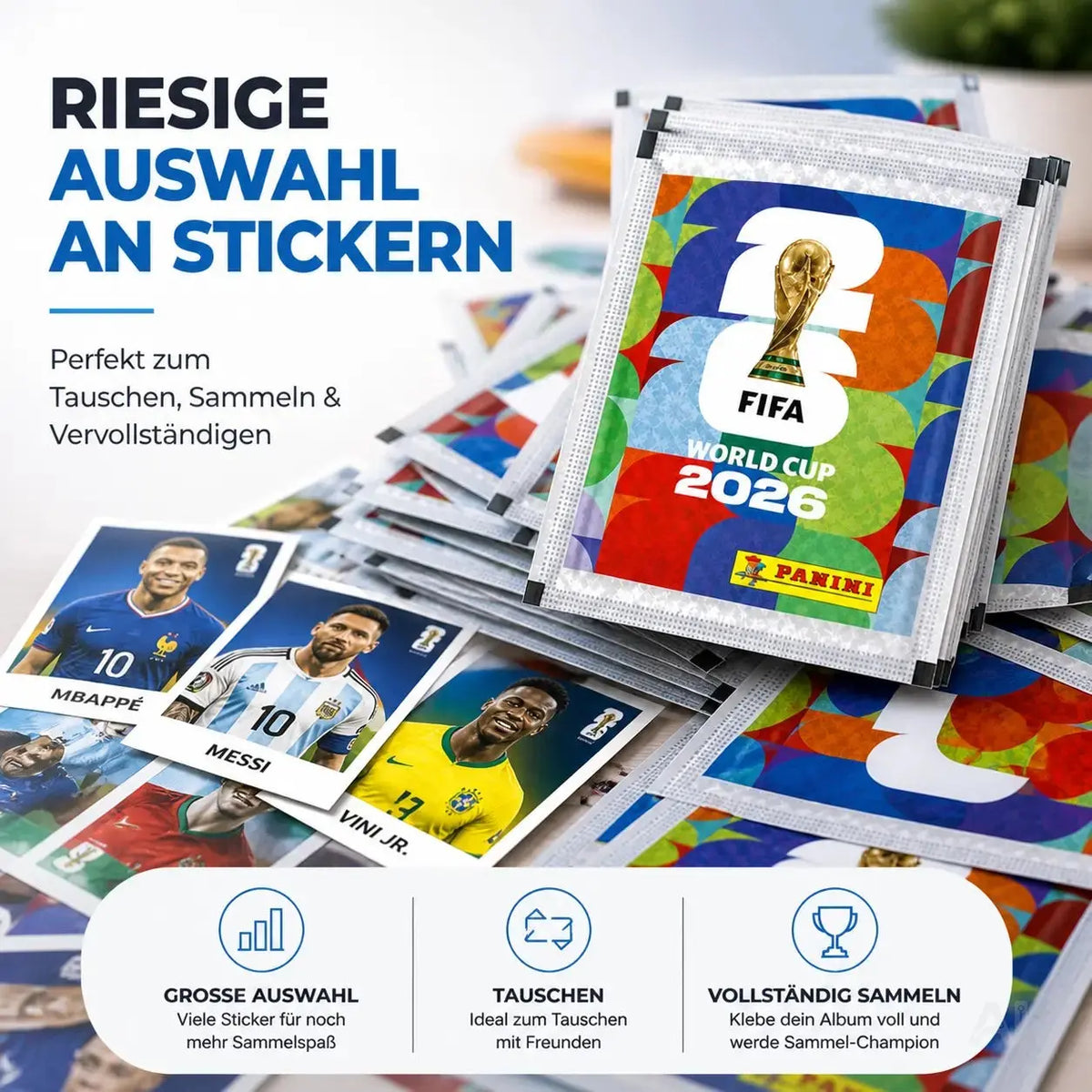Fußball WM 2026 Sammelsticker Set mit Panini Stickern – inkl. WM Spielplan für Sammler & Fans – Detailansicht 3