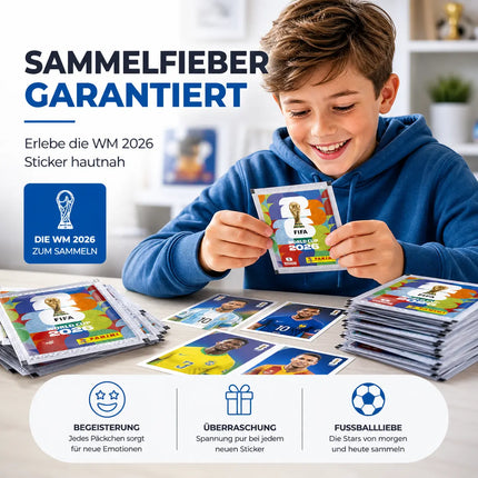 Fußball WM 2026 Sammelsticker Set mit Panini Stickern inkl. WM Spielplan