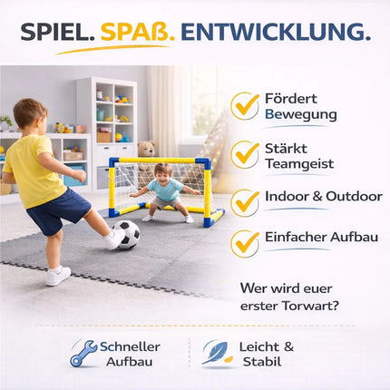 Fußballtor für Kinder & Erwachsene mit Netz und Fußball – Tragbares Gartentor für Training, Freizeit & Garten