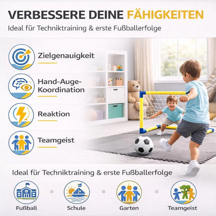 Fußballtor für Kinder & Erwachsene mit Netz und Fußball – Tragbares Gartentor für Training, Freizeit & Garten