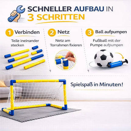 Fußballtor für Kinder & Erwachsene mit Netz und Fußball – Tragbares Gartentor für Training, Freizeit & Garten