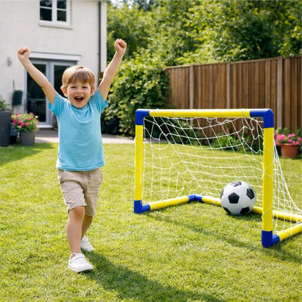 Fußballtor für Kinder & Erwachsene mit Netz und Fußball – Tragbares Gartentor für Training, Freizeit & Garten