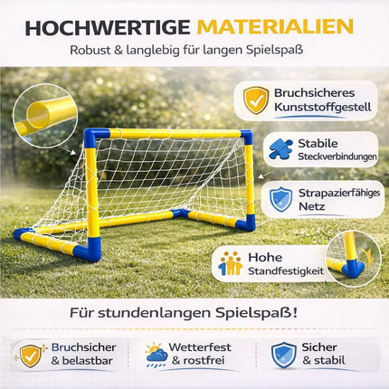 Fußballtor für Kinder & Erwachsene mit Netz und Fußball – Tragbares Gartentor für Training, Freizeit & Garten