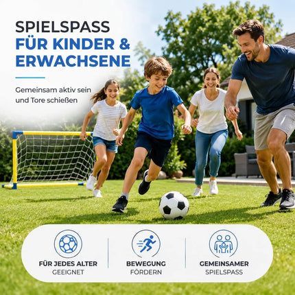 Fußballtor mit Netz & Fußball – Stabiles Trainingstor für Kinder und Erwachsene – Wetterfestes Gartentor