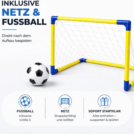 Fußballtor mit Netz & Fußball – Stabiles Trainingstor für Kinder und Erwachsene – Wetterfestes Gartentor