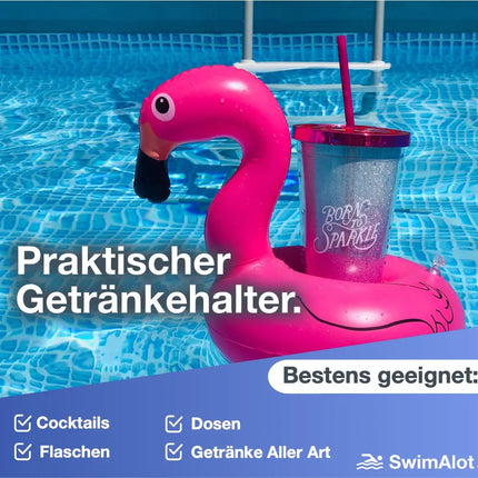 Getränkehalter Flamingo aufblasbar Luftmatratze Schwimmring Schwimmreif für Pool, Cocktailhalter