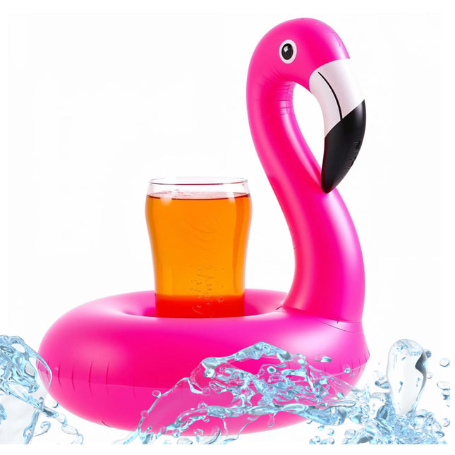 Getränkehalter Flamingo aufblasbar Luftmatratze Schwimmring Schwimmreif für Pool, Cocktailhalter