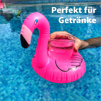 Getränkehalter Flamingo aufblasbar Luftmatratze Schwimmring Schwimmreif für Pool, Cocktailhalter