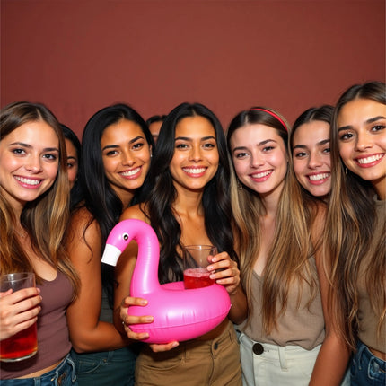 Getränkehalter Flamingo aufblasbar Luftmatratze Schwimmring Schwimmreif für Pool, Cocktailhalter