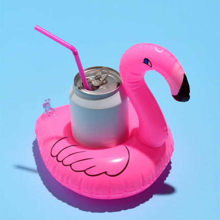 Getränkehalter Flamingo aufblasbar Luftmatratze Schwimmring Schwimmreif für Pool, Cocktailhalter