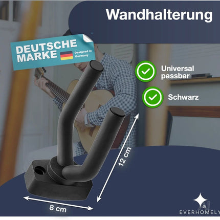 Gitarrenhalter schwarz - Wandhalterung & Halterung für Wand - Instrumente wie Gitarre – Detailansicht 2