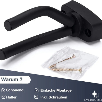 Gitarrenhalter schwarz - Wandhalterung & Halterung für Wand - Instrumente wie Gitarre – Detailansicht 4