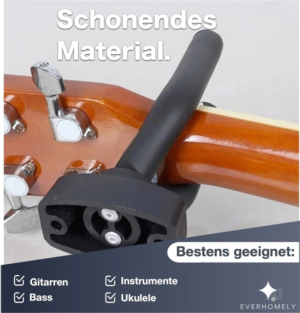 Gitarrenhalter schwarz - Wandhalterung & Halterung für Wand - Instrumente wie Gitarre – Detailansicht 6